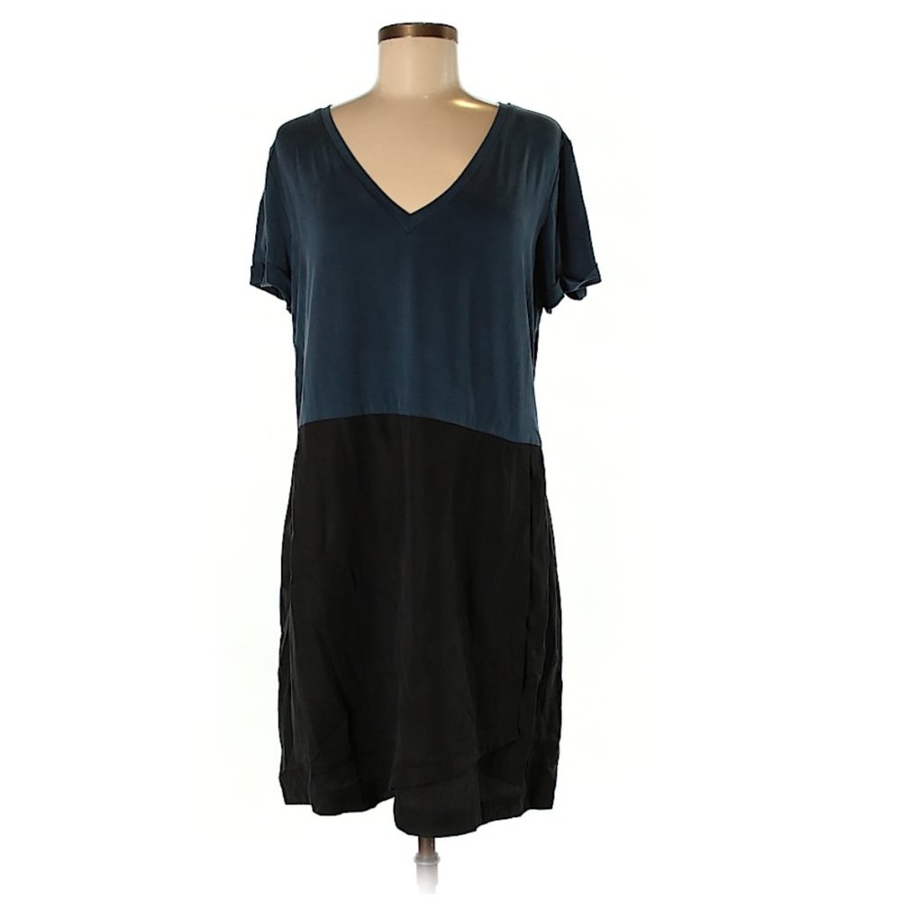 Left Coast by Dolan Blue Black Color Block Dress Size L